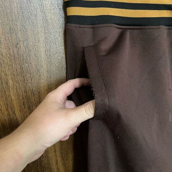 Jewel House Men's Elastic Ribbed Waistband Logo Tapered Sweatpants Brown Size XL - Picture 5 of 8